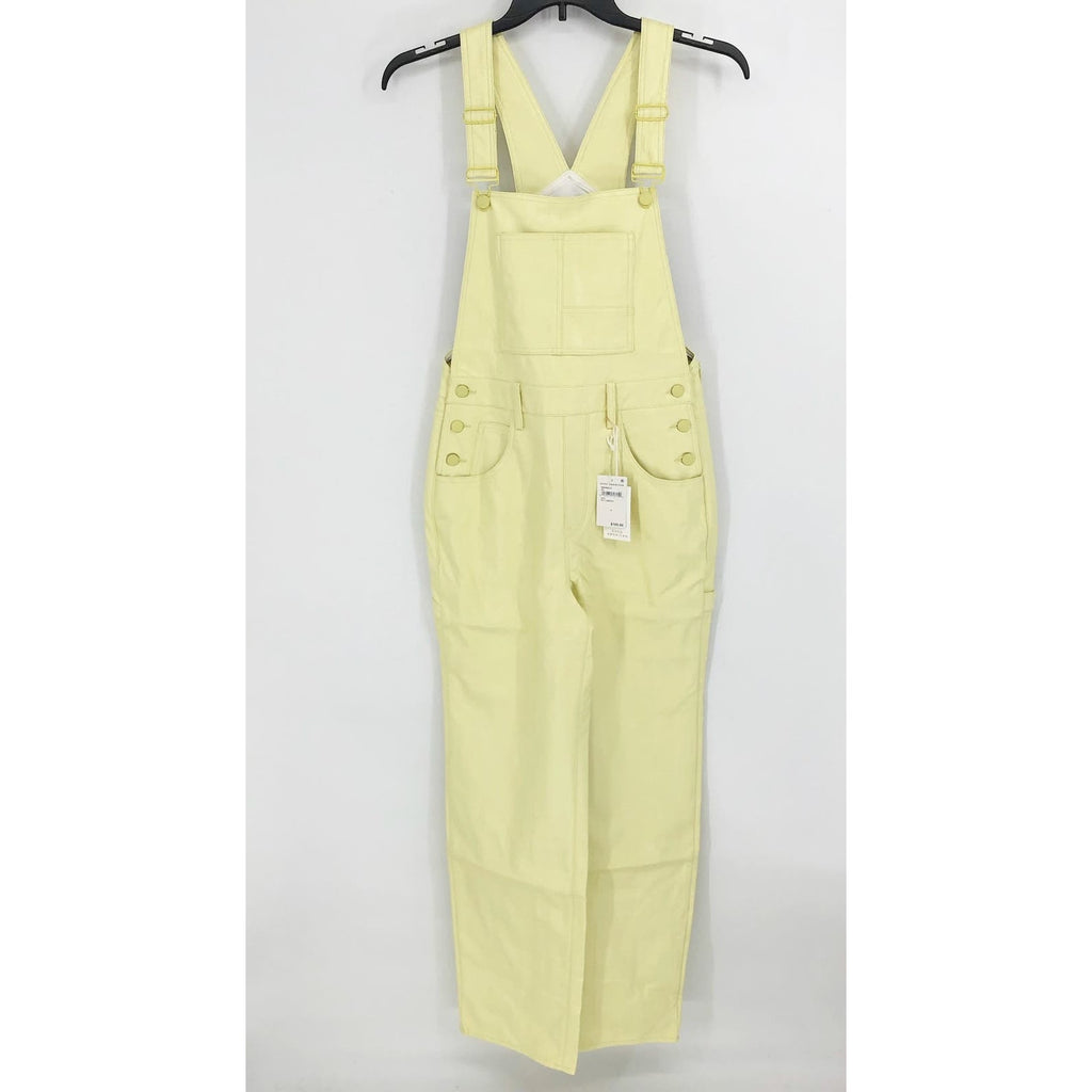GOOD AMERICAN Better Than Leather Straight Leg Overalls US 6 Key Lime Green NWT