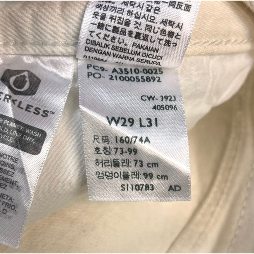 LEVI'S Womens 94 Baggy Jeans 29x31 US 8 Cream Straight Mid Rise NWT A35100025