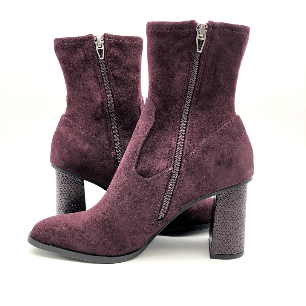 Dolce Vita Womens Ankle Booties Size 6.5 Dark Red Textured Heel NWOB
