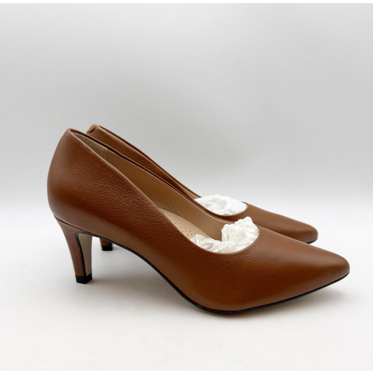 Marc Joseph Womens Trinity PL Pump Size 7 EU 38 Cognac Napa Brown Leather NWOB