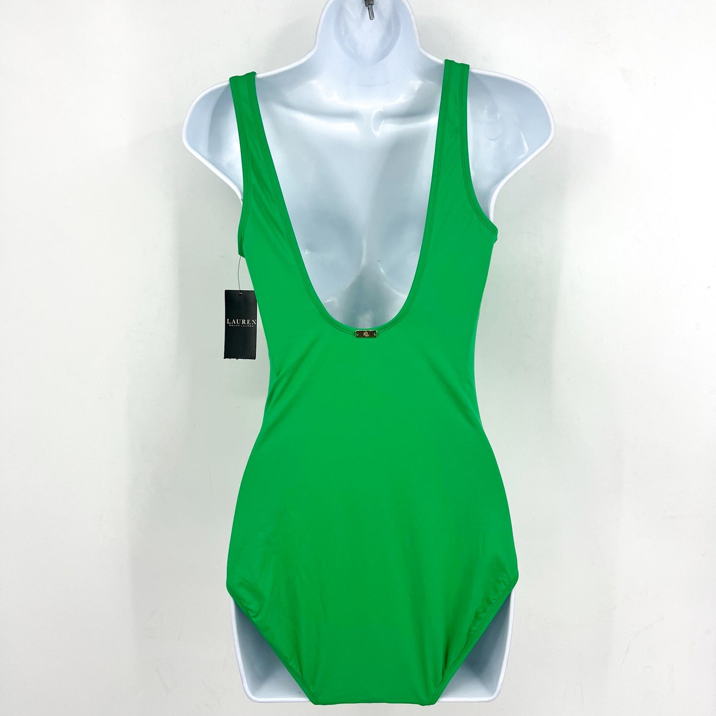 LAUREN RALPH LAUREN Ruffle One Piece Swimsuit Size 8 Palm Green Beach Club NWT