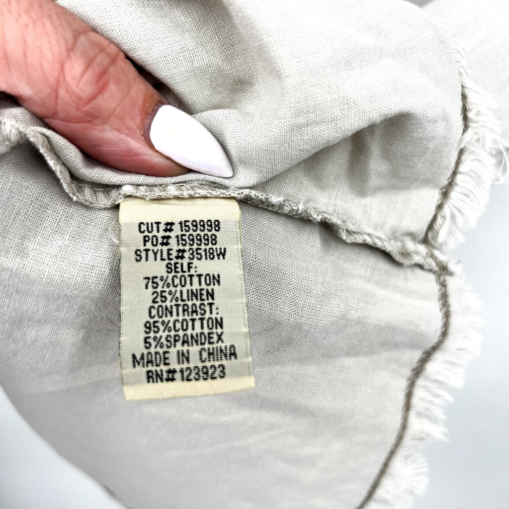 XCVI WEARABLES Austen Linen Mini Shirt Dress Large Grey Pigment Cotton Linen NWT