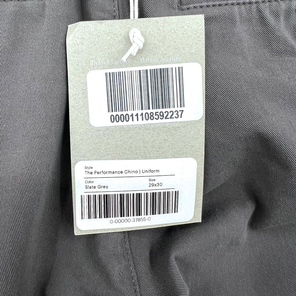 EVERLANE Men's Uniform Performance Chinos 29x30 Slate Grey Slim Fit Pants NWT