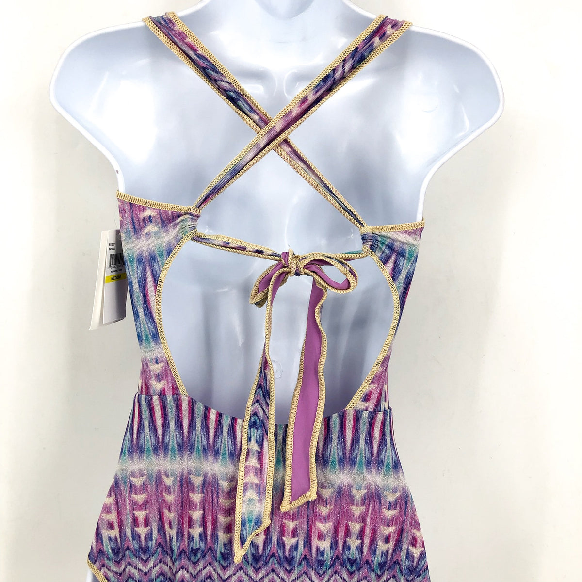 BECCA Women's Standard Tulum One Piece Swimsuit Large Purple Abstract Print NWT