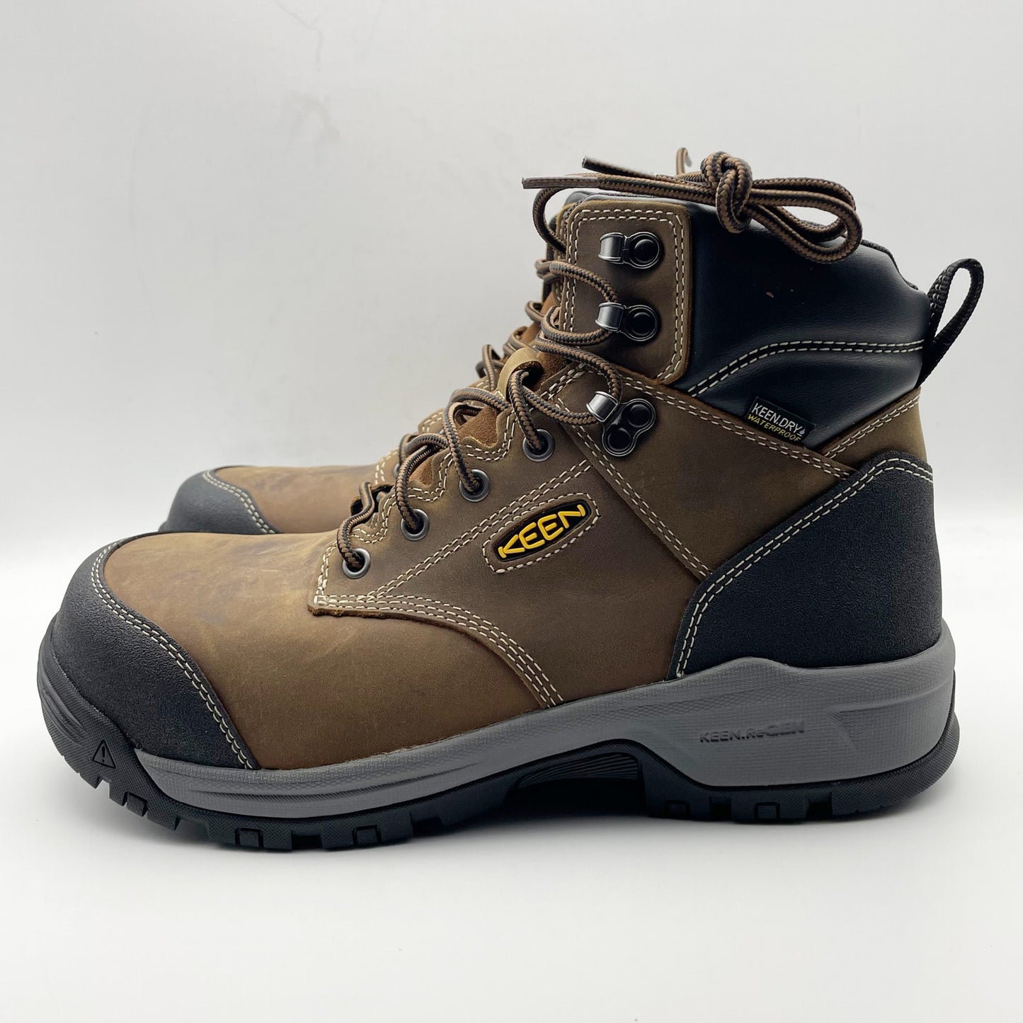 KEEN Womens Evanston 6" Work Boots US 8.5 Wide Brown Carbon Fiber Toe WP NIB