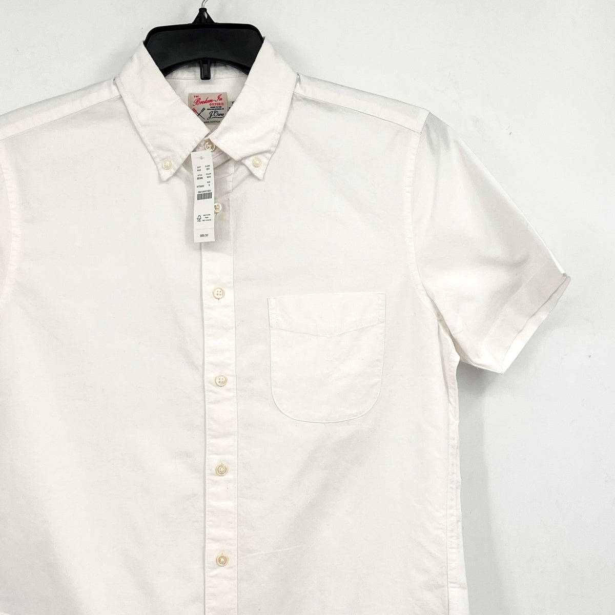 J.CREW Mens Broken-in Oxford Shirt Small White Short-sleeve Cotton BE986 NWT