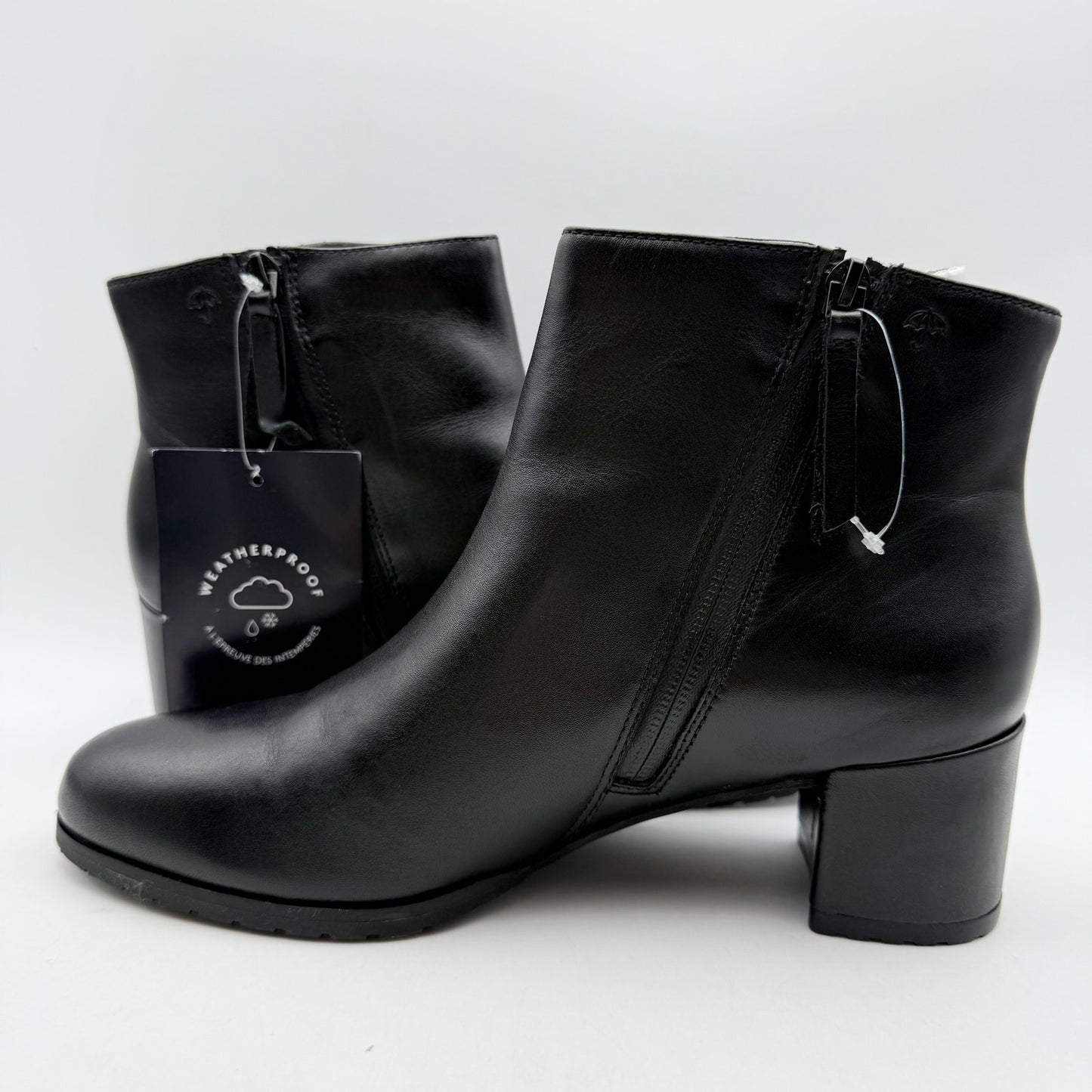 Naturalizer Womens Bay Bootie US 9 Wide EU 40 Black Leather Waterproof NWOB