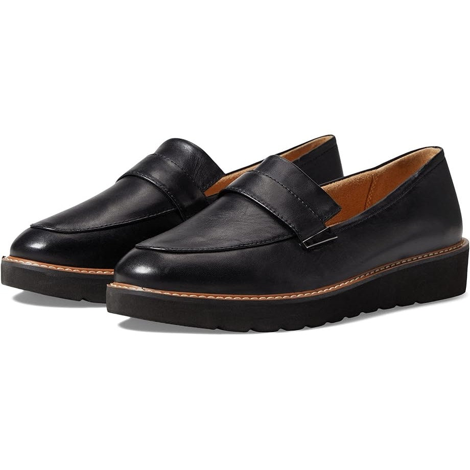 Naturalizer Womens Adiline Flat Loafers US 9 XW EU 40 Black Leather Slip On NIB