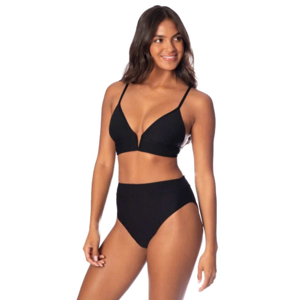 MAAJI Women's Jade Parade Long Line Triangle Bikini Top Small  Black NWT