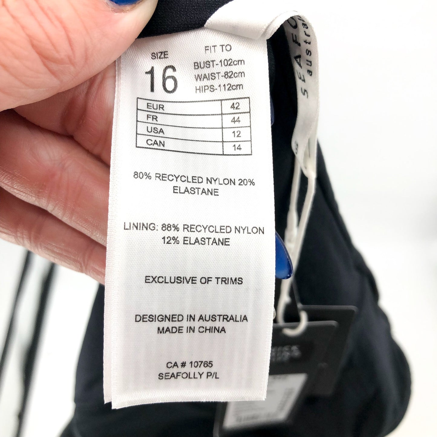 SEAFOLLY COLLECTIVE Women's V Neck One Piece Swimsuit Size 12 Black