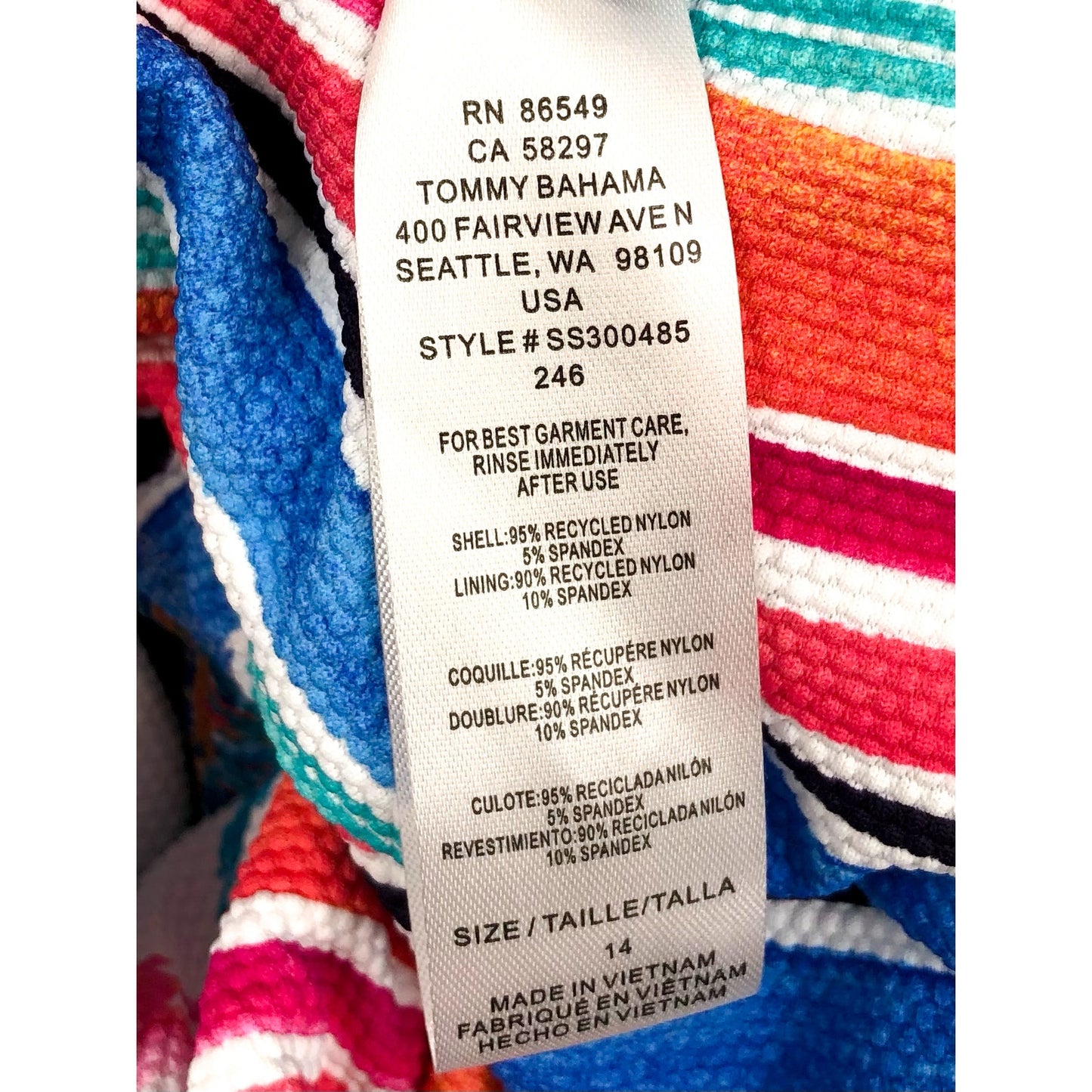 TOMMY BAHAMA Island Cays Oasis One-Piece Swimsuit Size 14 Pink Reversible