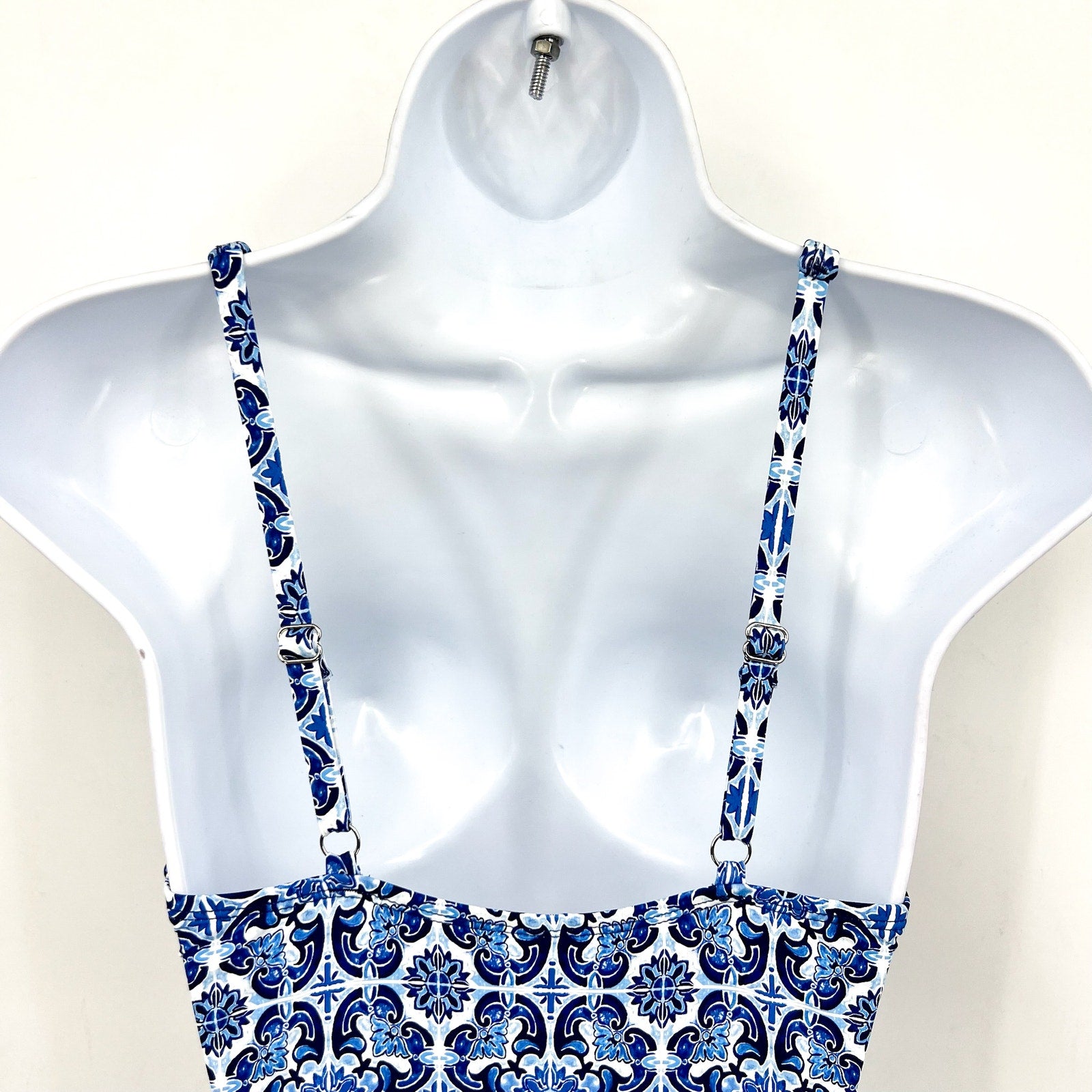 TOMMY BAHAMA Terrazzo Tile One-Piece Swimsuit Size 6 Palace Blue Tie-Front NWT
