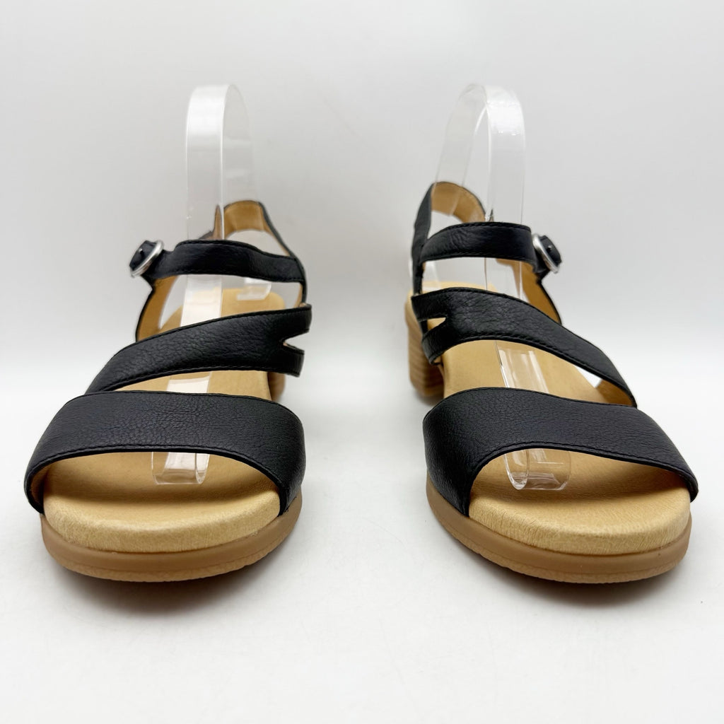 Dansko Womens Tansy Heeled Sandals EU 40 US Size 10-10.5 Black Leather NWOB