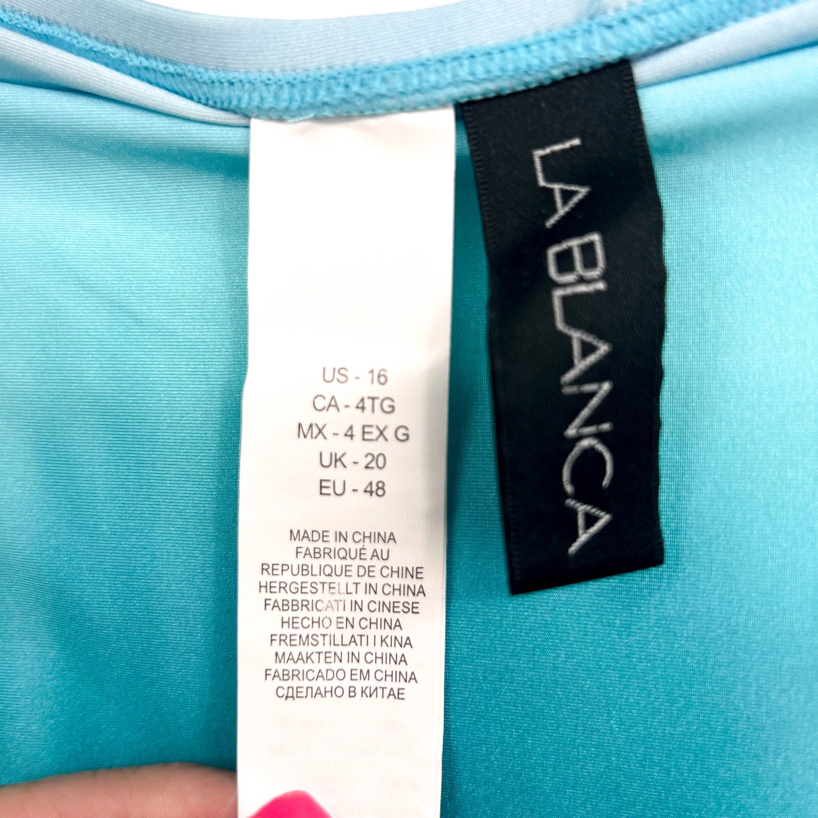 LA BLANCA Womens Ombre Bikini Bottom Size 16 Turquoise Blue V Cut High Waist NWT