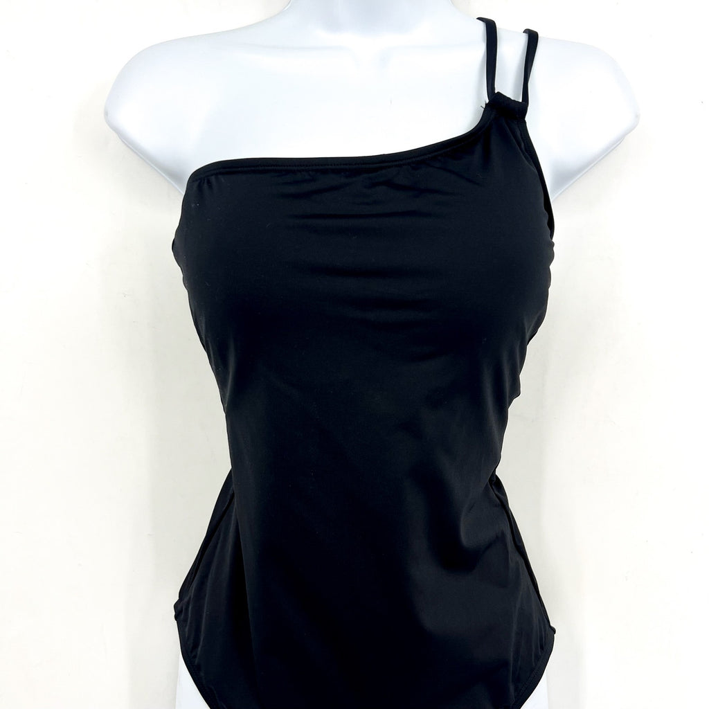 LA BLANCA Island Goddess One Piece Swimsuit Size 10 Black Lace Back NWOT