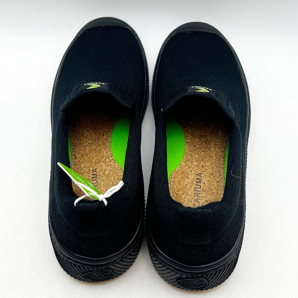 Cariuma IBI Slip On Sneakers Womens 8.5 Mens 7 All Black Knit Bamboo NWOB
