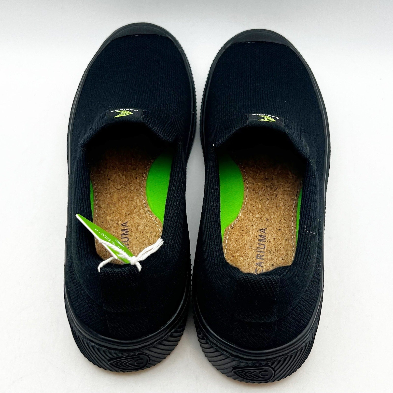 Cariuma IBI Slip On Sneakers Womens 8.5 Mens 7 All Black Knit Bamboo NWOB
