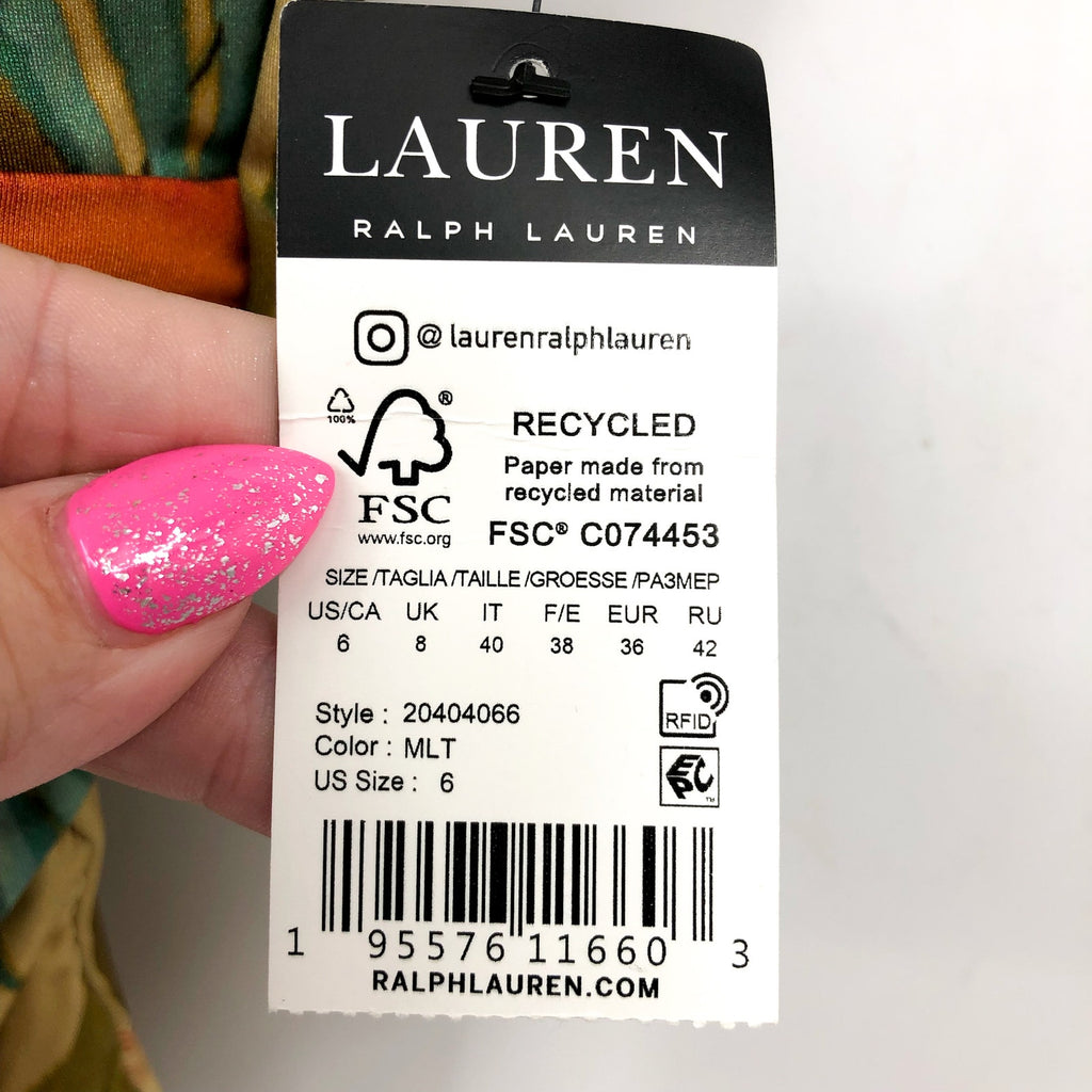 LAUREN RALPH LAUREN Island Tropical One Piece Swimsuit Size 6 Gold V-Wire NWT