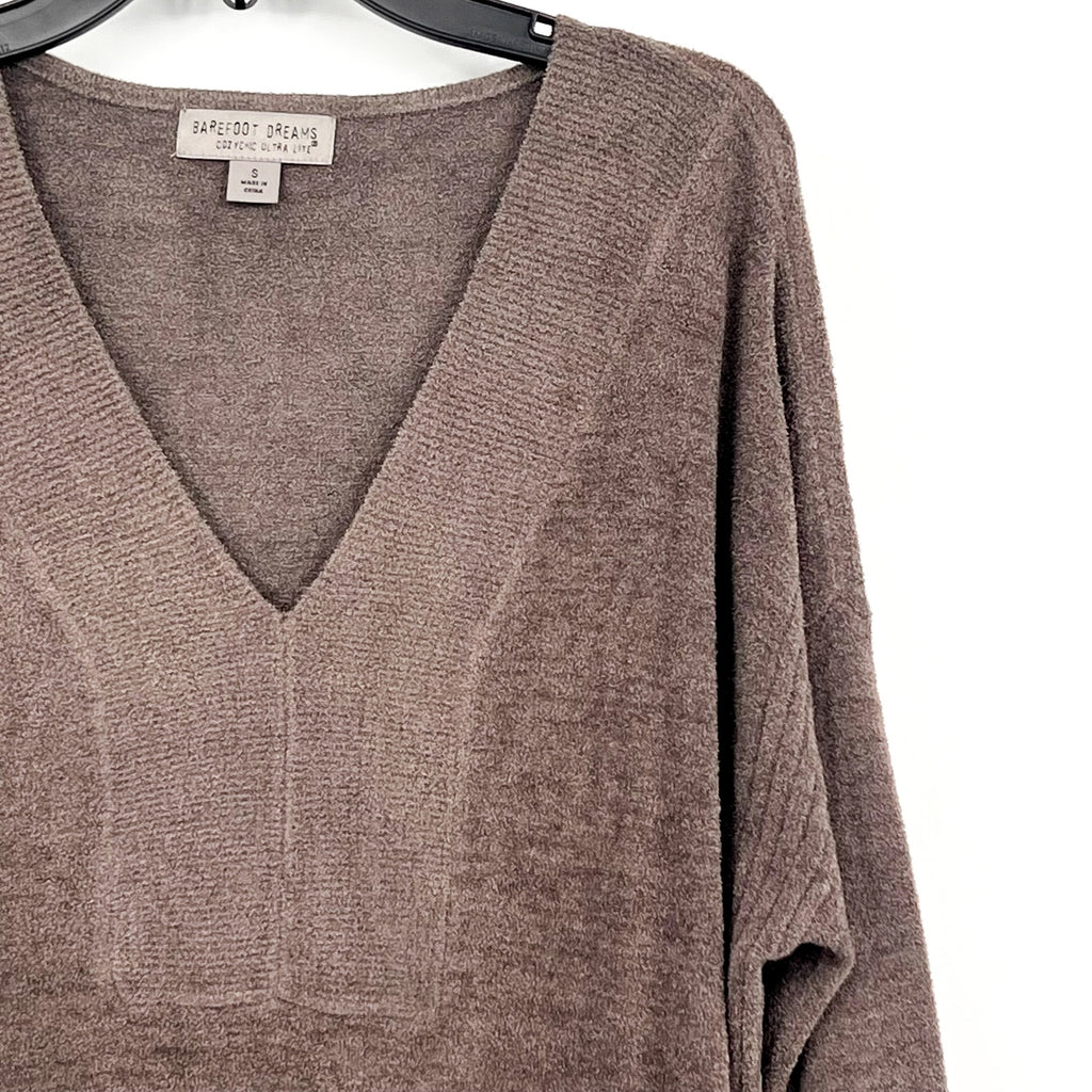 BAREFOOT DREAMS CozyChic Ultra Lite V-Neck Tunic Top Small Mineral Gray NWOT