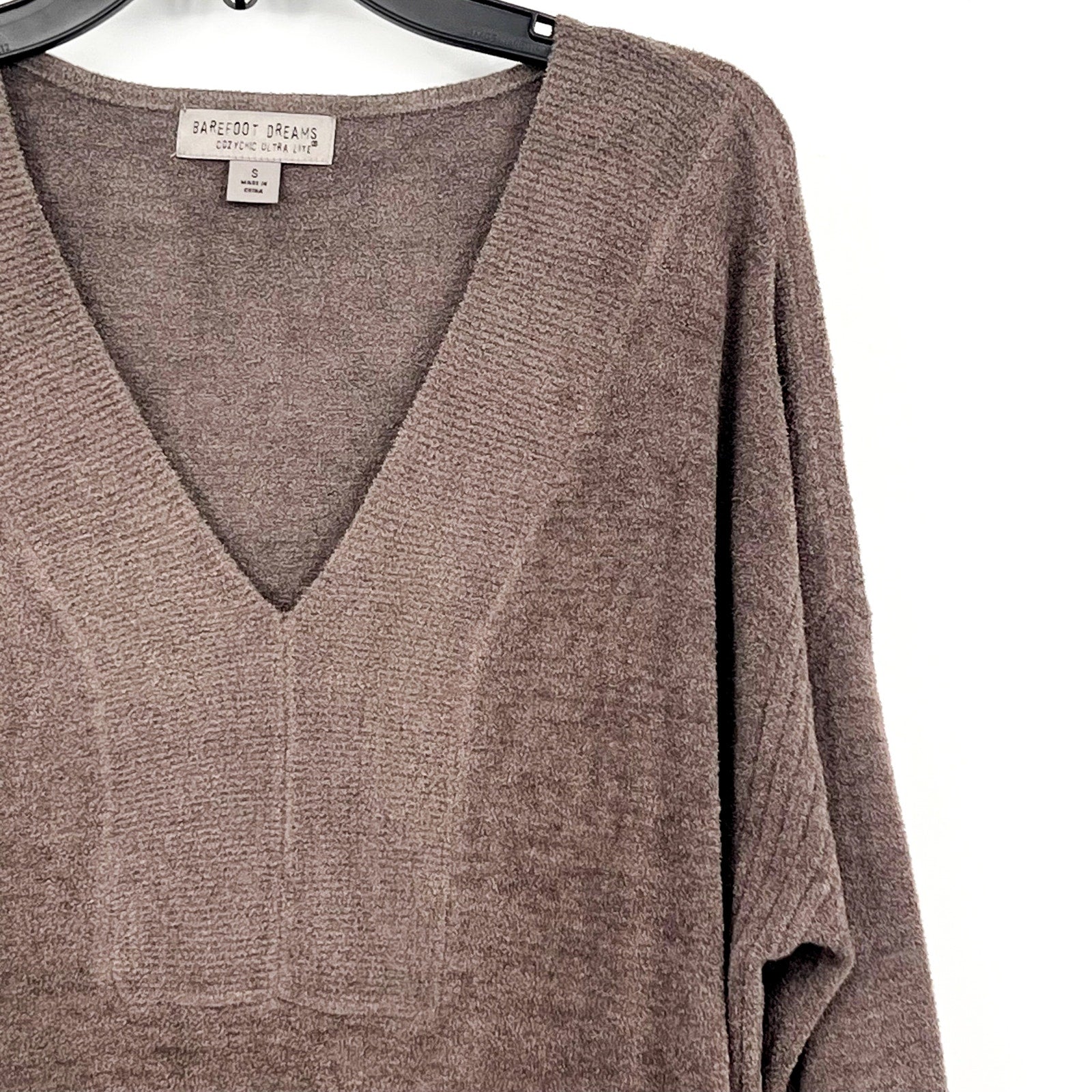 BAREFOOT DREAMS CozyChic Ultra Lite V-Neck Tunic Top Small Mineral Gray NWOT