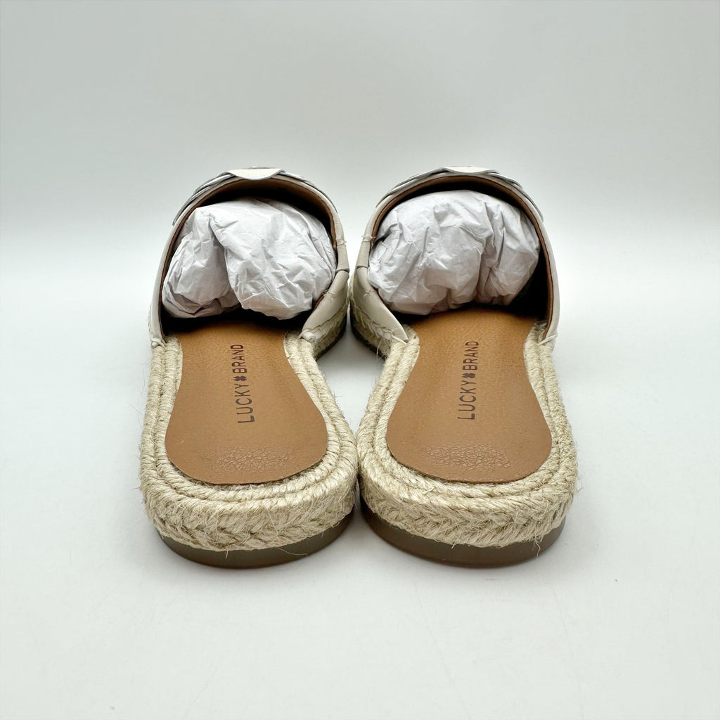 Lucky Brand Womens Biricha Slide Sandals Size 7 M Grey Taupe Leather NIB