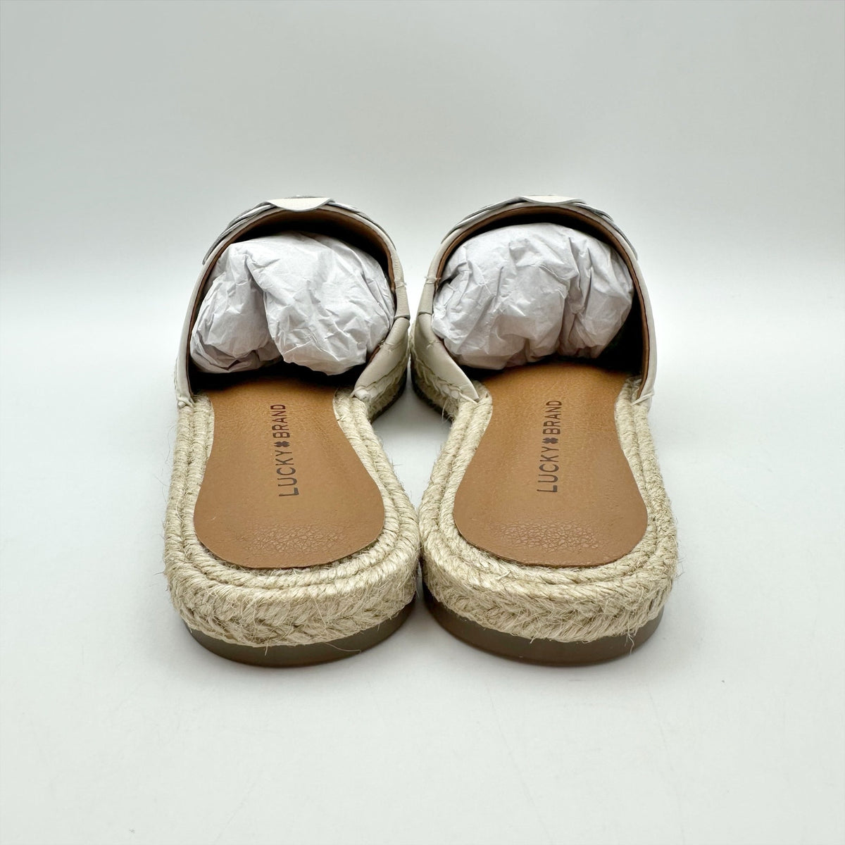 Lucky Brand Womens Biricha Slide Sandals Size 7 M Grey Taupe Leather NIB