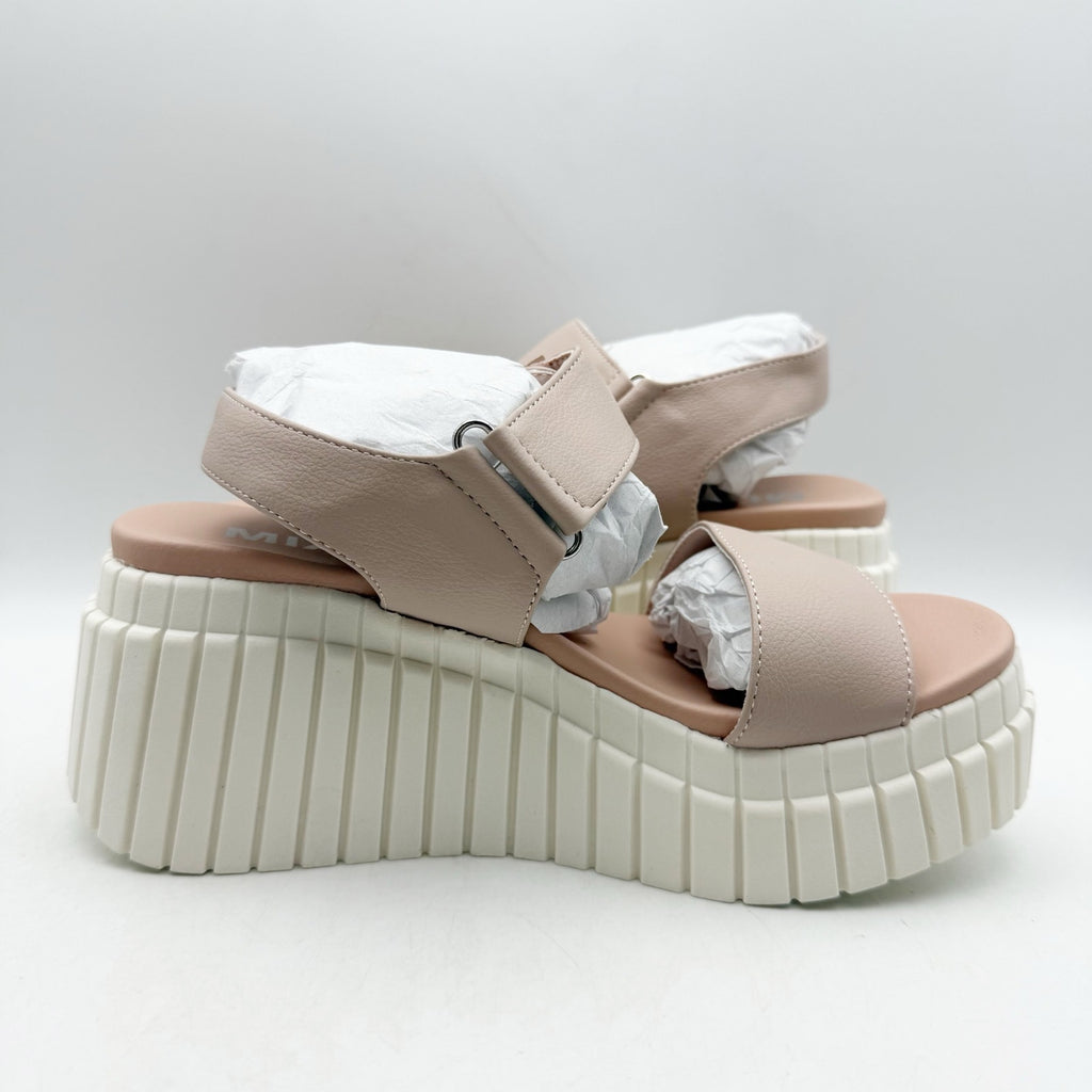 MIA Womens Yuri Wedge Sandals US 6 Taupe Beige Vegan Leather NWOB
