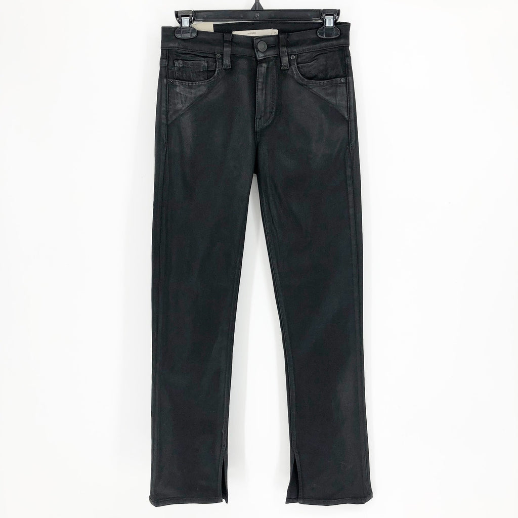 HUDSON JEANS Nico Straight Ankle Jeans Size 24 Coated Black Beauty NWT