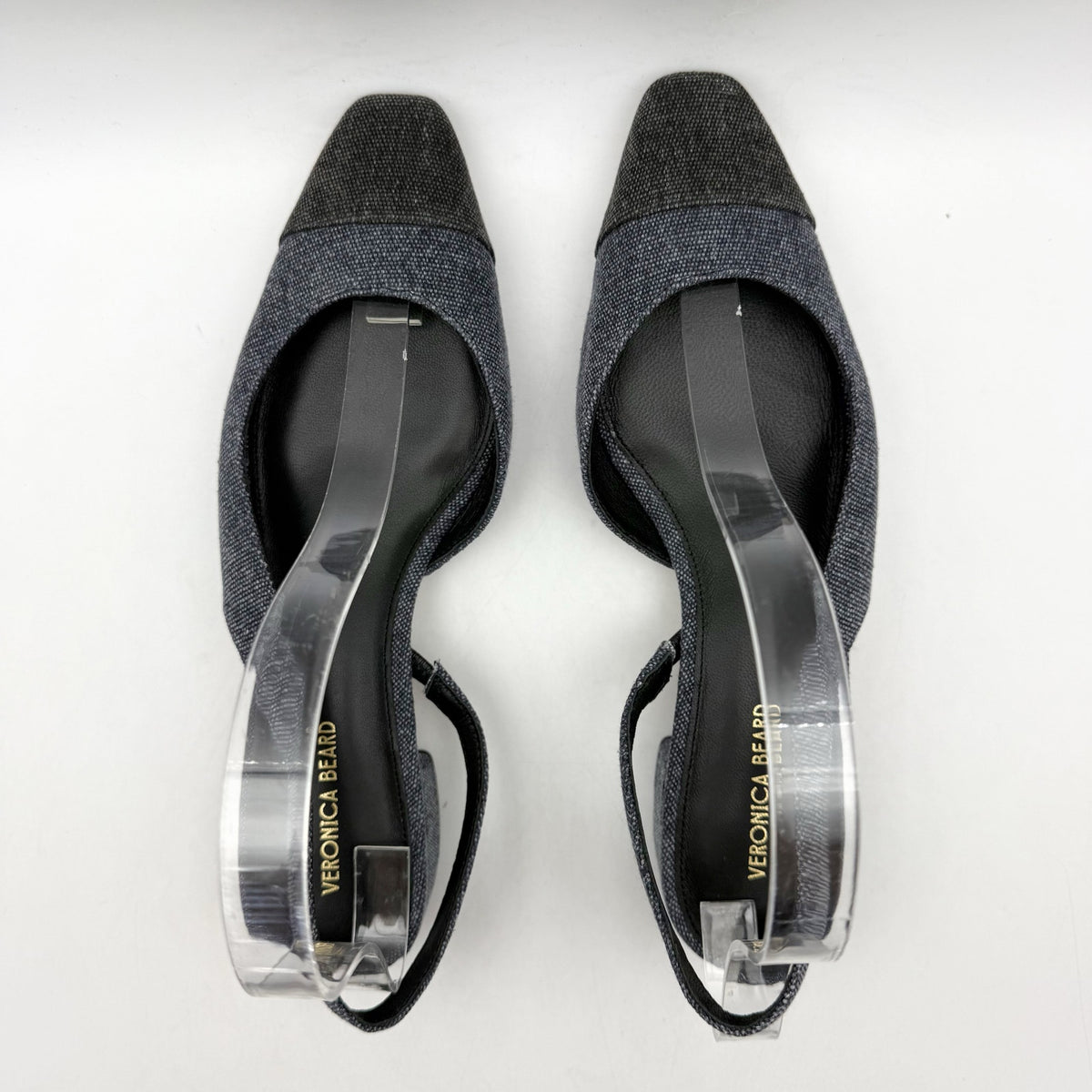 Veronica Beard Womens Cecile Denim Cap Toe Slingback Heel US 8 M Blue Black NWOB