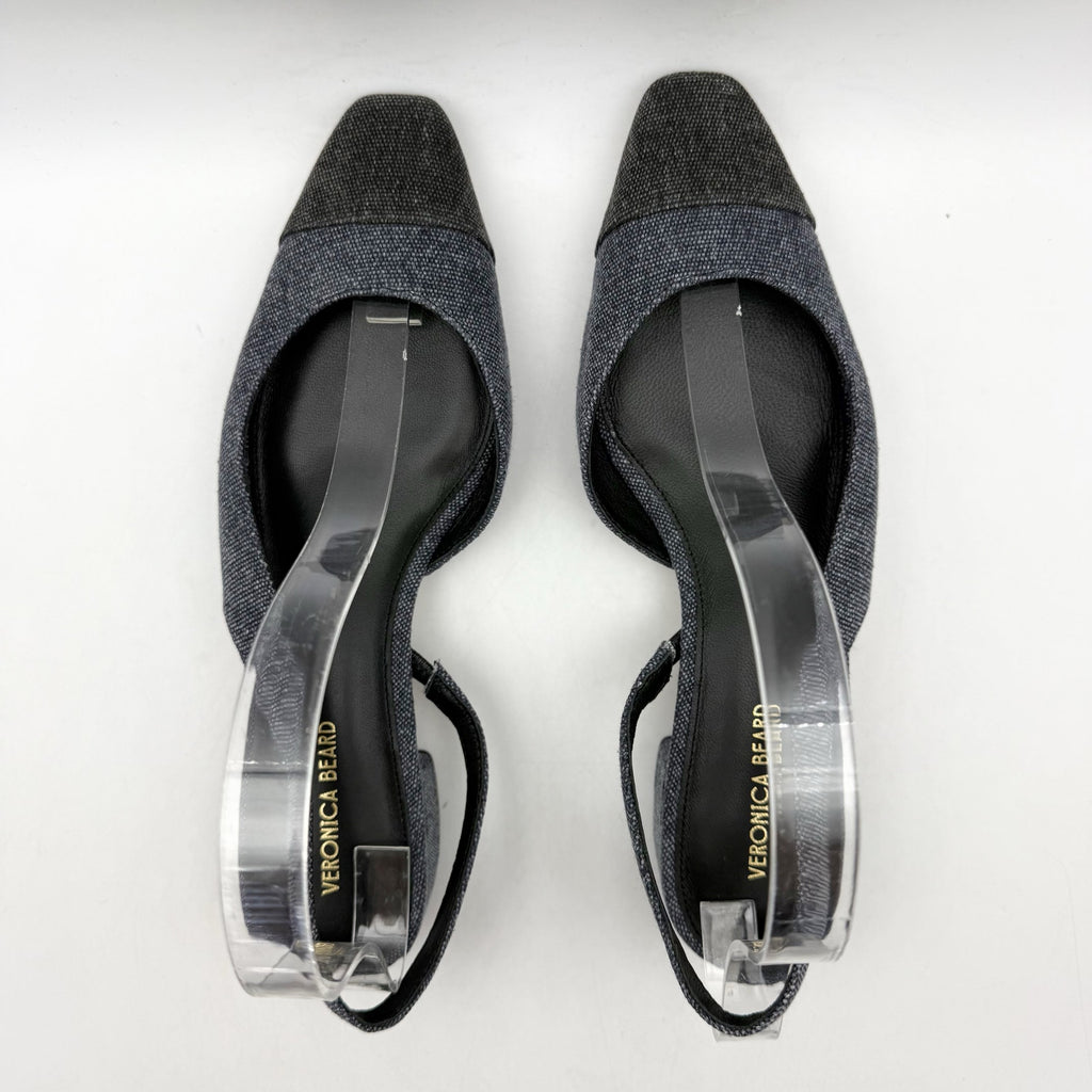 Veronica Beard Womens Cecile Denim Cap Toe Slingback Heel US 8 M Blue Black NWOB