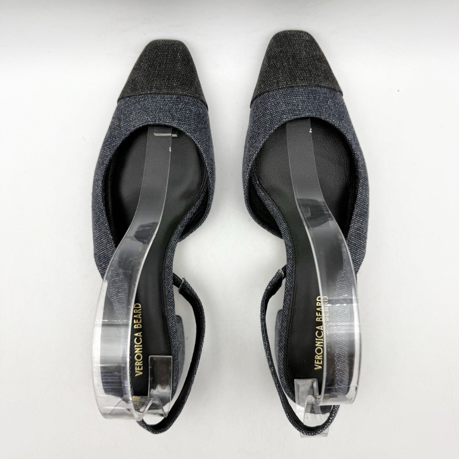Veronica Beard Womens Cecile Denim Cap Toe Slingback Heel US 8 M Blue Black NWOB