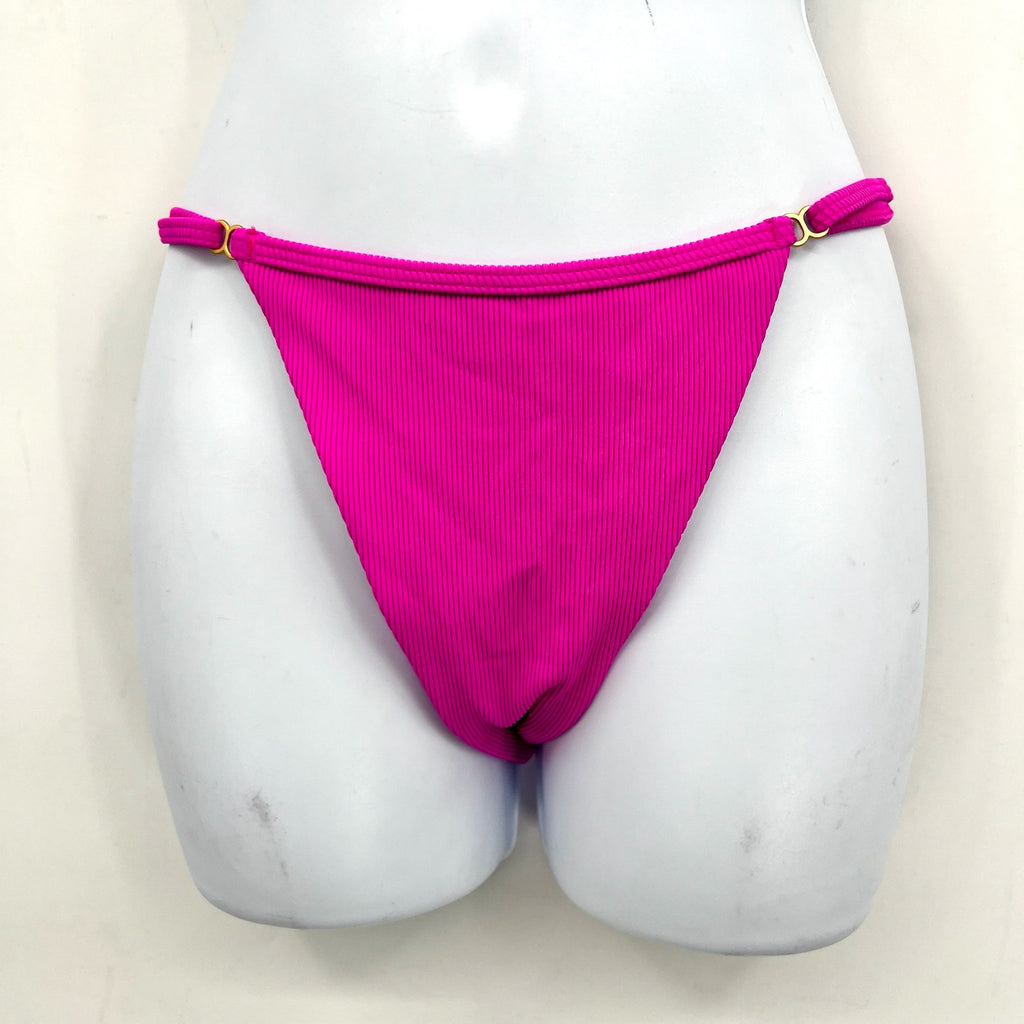 L*SPACE Women's Remi Bitsy Bikini Bottom Medium Pink Bright Fuchsia Cheeky NWT