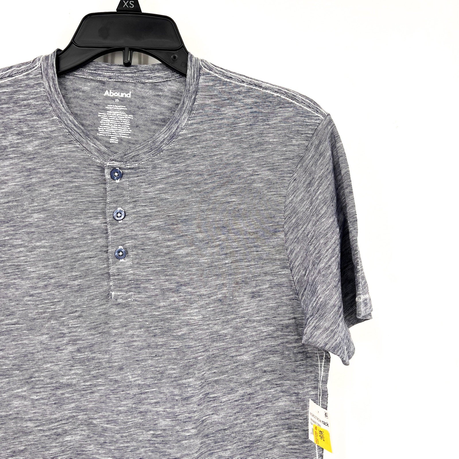 ABOUND Men's Jersey Slub Henley Tee XS Navy Blue White Short Sleeve Cotton NWT