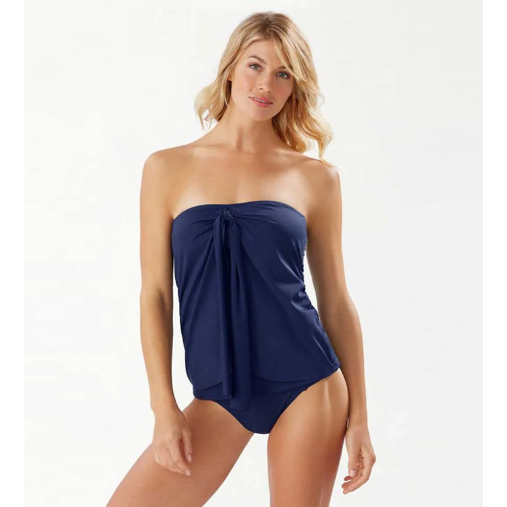 TOMMY BAHAMA Bandini Swim Top Small Navy Blue Pearl Sarong Strapless NWT