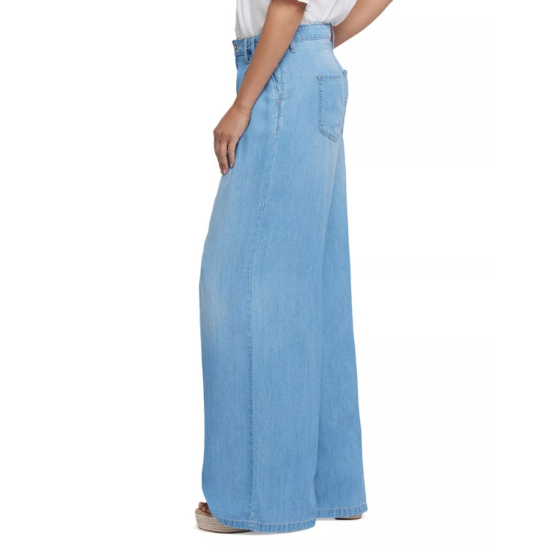 NYDJ Womens Whitney Pleated Trousers Pants Size 4 Blue Canary Beach Wide Leg NWT