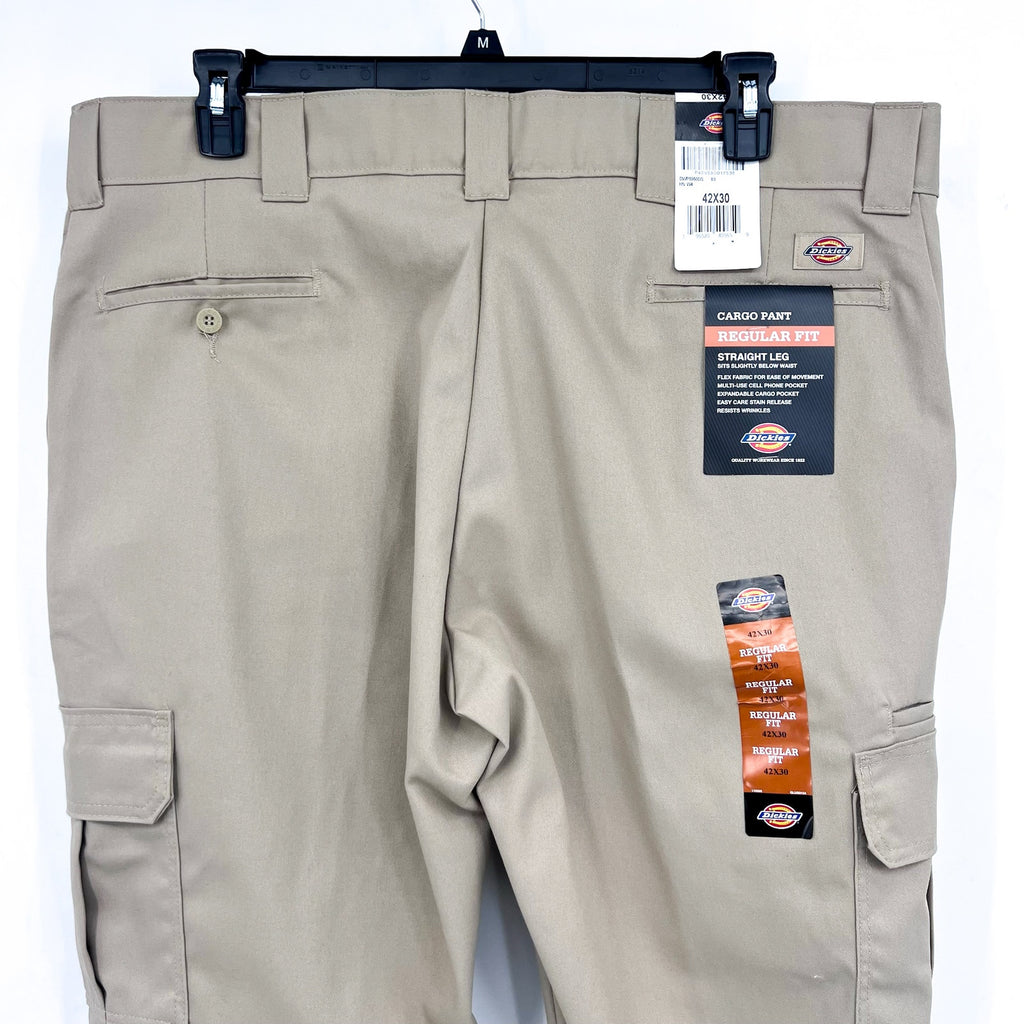 DICKIES Men's Twill Stretch Cargo Pants 40x30 Khaki Straight Leg NWT