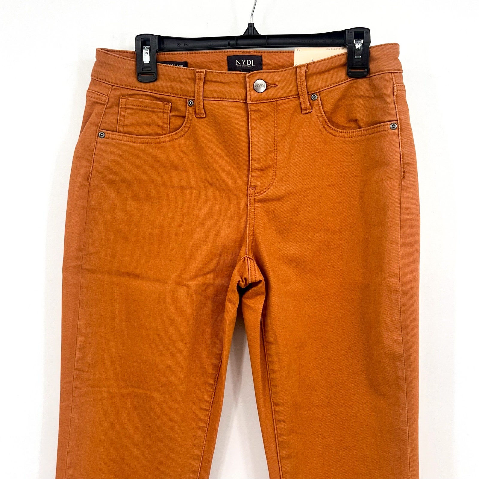 NYDJ Womens Margot Girlfriend Jeans Size 6 PETITE Rust Brown Straight Leg NWT