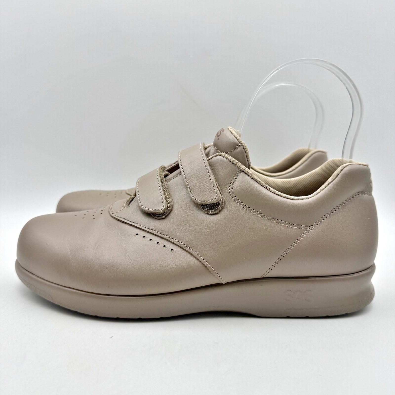 SAS Womens Me Too Adjustable Comfort Shoe US 8.5 W EU 39 Taupe Leather NIB