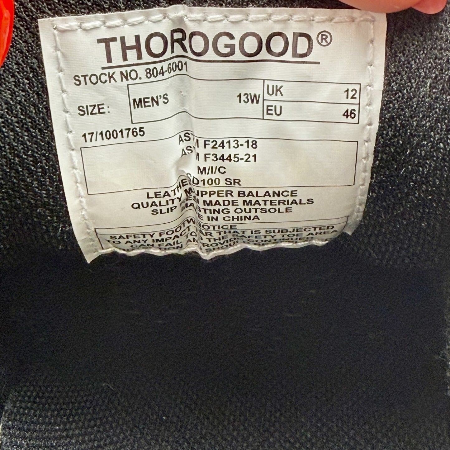 Thorogood Mens Crosstrex SD Composite Toe Shoes US 13 Wide Black Red Leather NIB