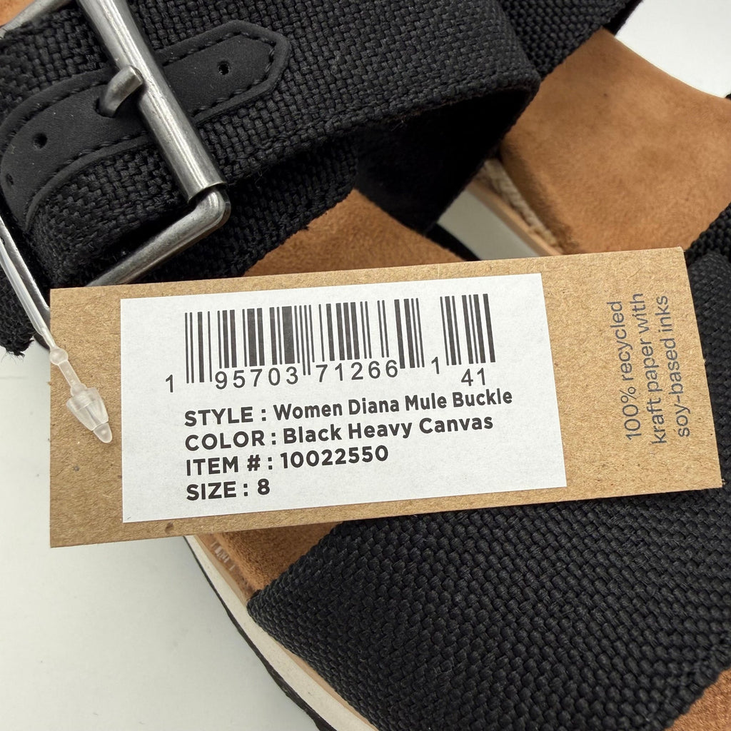 TOMS Womens Diana Mule Buckle Wedge Sandals Size 8 EU 38.5 Black Canvas NIB