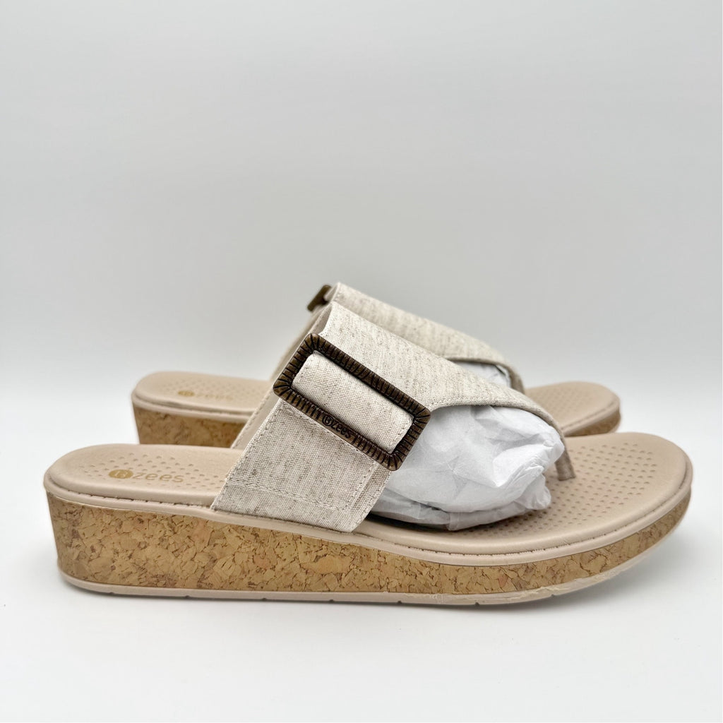 Bzees Womens Bay Wedge Sandals US 10 M EU 41 Beige Tan NIB