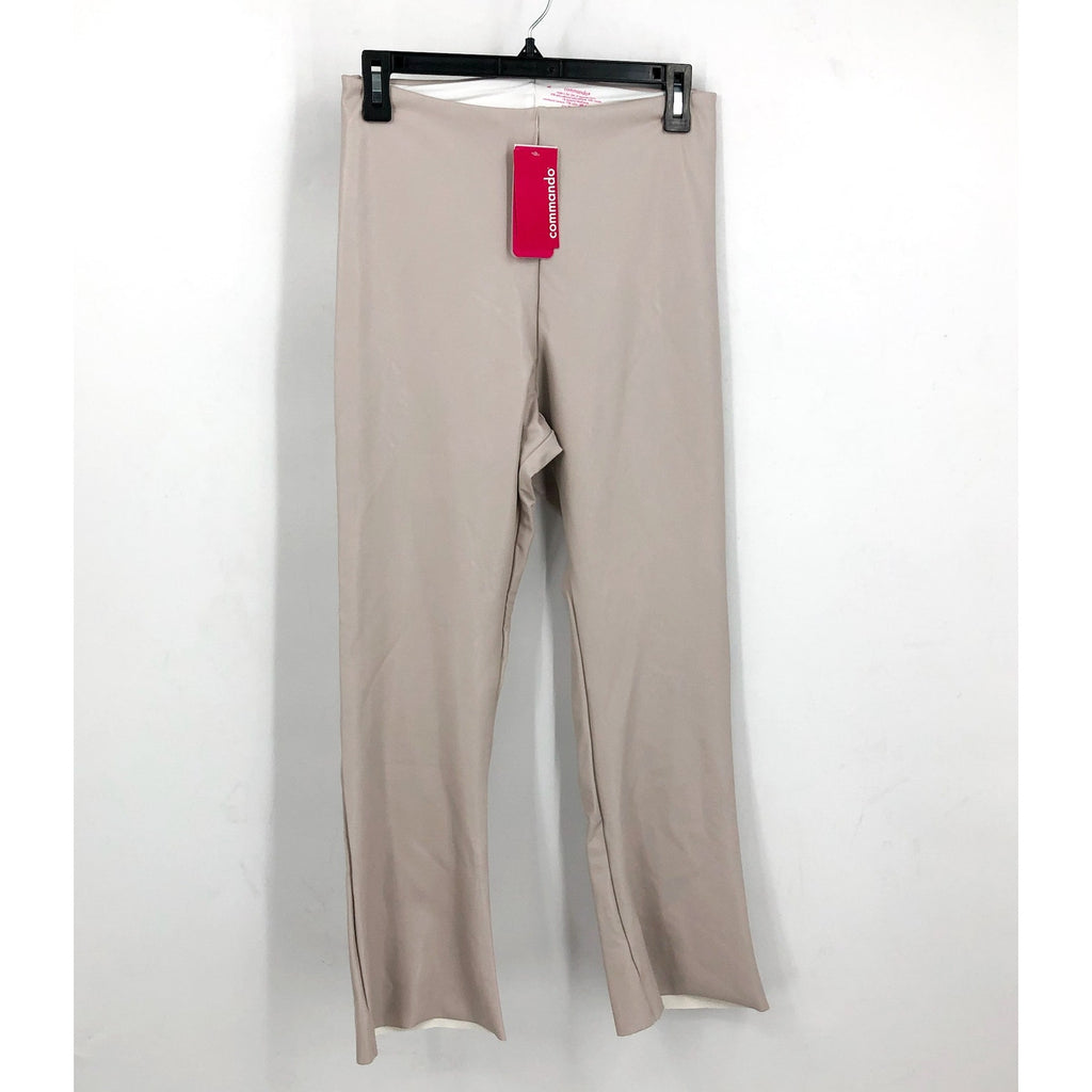 COMMANDO Women's Faux Leather Crop Flare Legging XL Cream Porcelain NWT