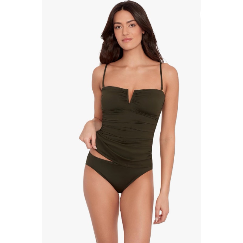 LAUREN RALPH LAUREN V Wire Bandini Swim Top Size 10 Olive Green Beach Club NWOT