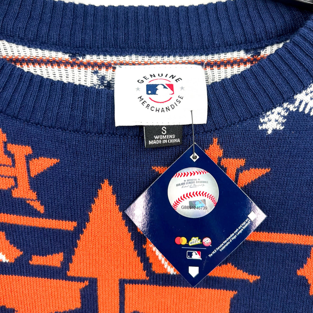 MLB GENUINE MERCHANDISE Womens Houston Astros H Snowflake Sweater Small Navy NWT