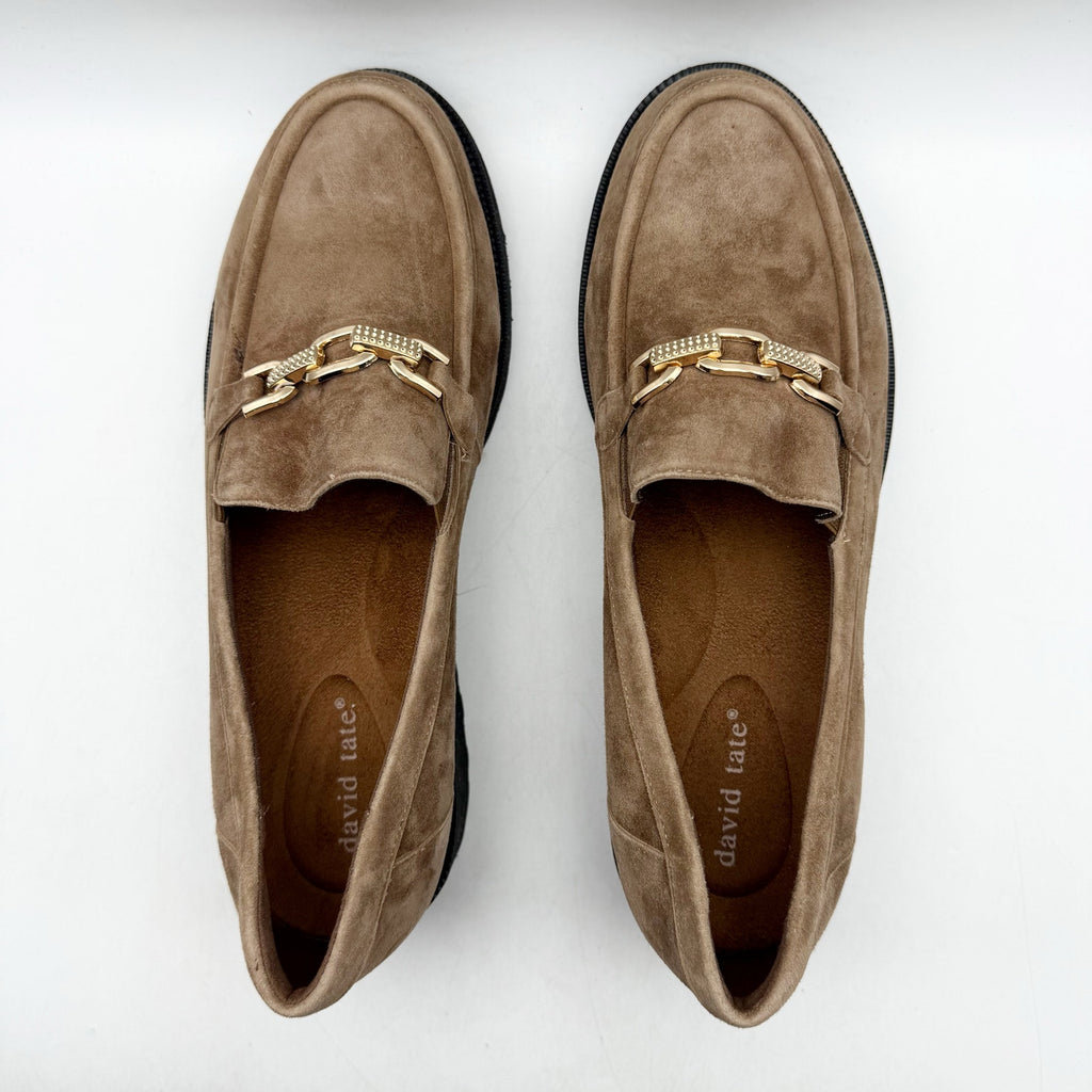 David Tate Womens Magan Loafers US 10.5 WW Brown Suede Slip On NWOB
