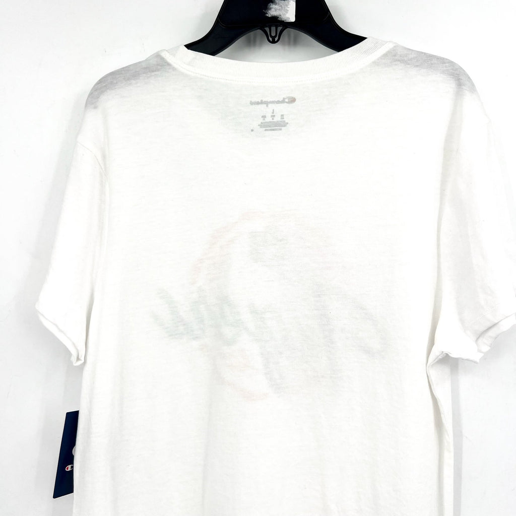 CHAMPION Womens Auburn Tigers Faux Crest T-shirt LARGE White Short Sleeve NWT