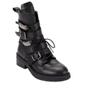 DKNY Womens Ita Buckled Combat Boots US 9.5 EU 40.5 Black Leather NIB