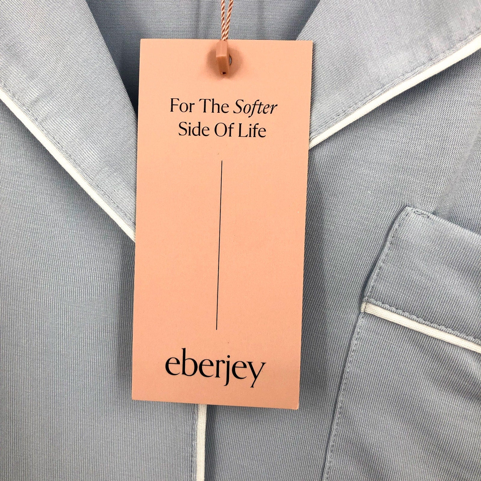 EBERJEY Gisele Shortie Short PJ Set Medium Ice Blue Ivory TENCEL Modal NWT