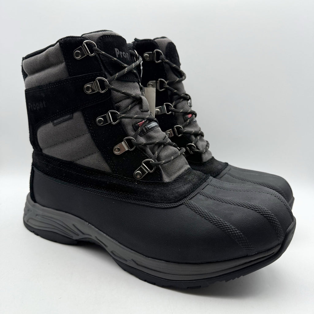 Propet Mens Cortland Boots Size 12 X 3E EU 45.5 Black Canvas Waterproof NIB