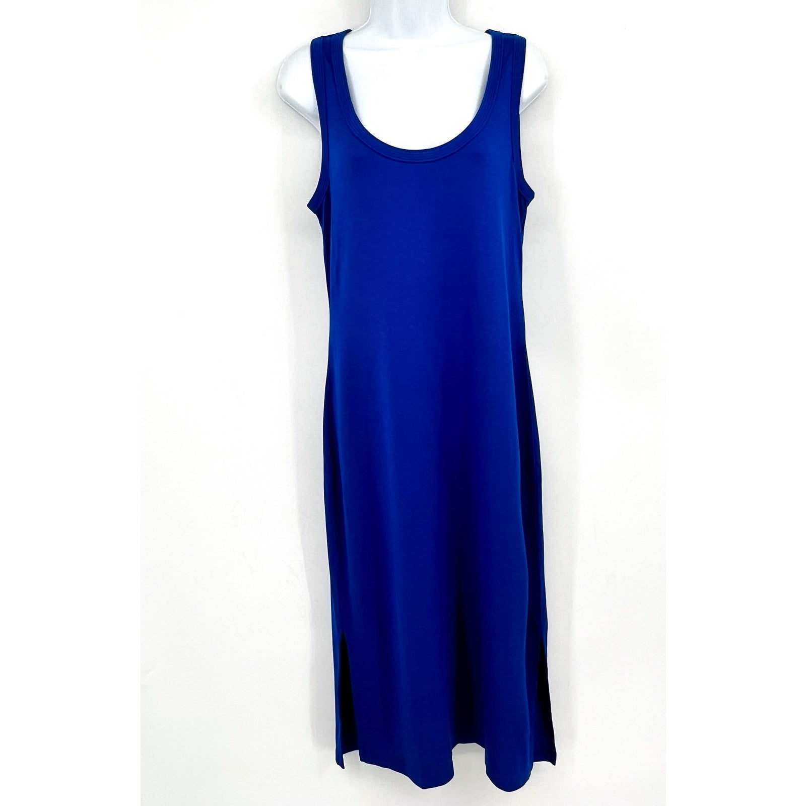 TOMMY BAHAMA Sleeveless Knit Midi Dress Medium Mazarine Blue Drapey Ponte NWT